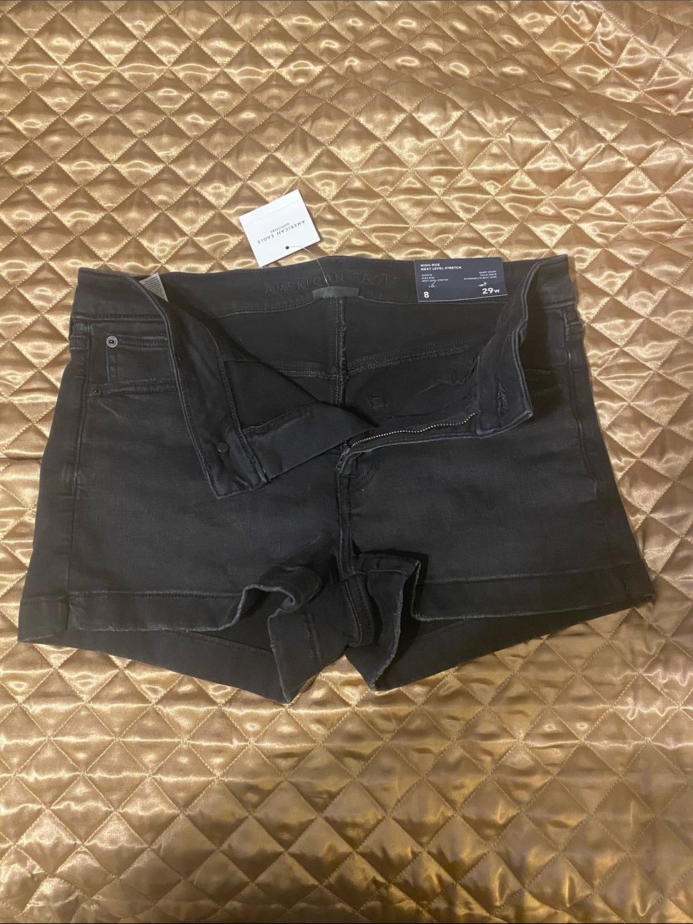 American Eagle Outfitters Black Denim High-Rise Women’s Shorts - Picture 4 of 5